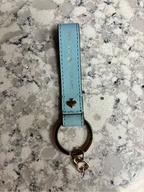 Kate Spade ♠️ Light Blue Leather Key Ring with Gold Hardware